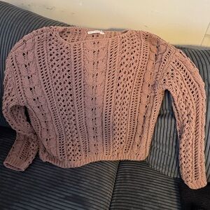 moon & Madison light plum/ taupe colored Cable Knit Sweater